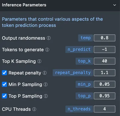 Inference parameters