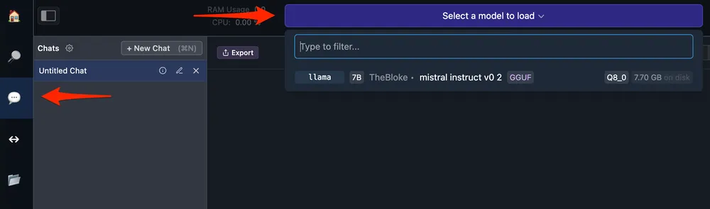 LM Studio chat window