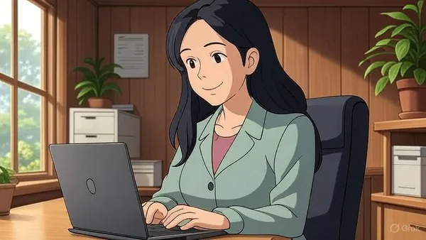 kvinna skriver för webben