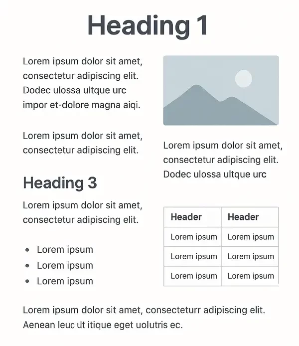 exempelstruktur för webbinnehåll
