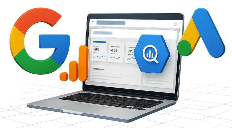 Google Ads-gränssnitt och logotyper